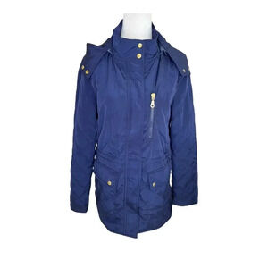 Old Navy Women's Quilted Hooded Rain Jacket Blue Size Medium‎ Mid-Length Casual